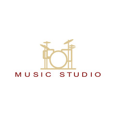 studio or music record logo template. Vector music icon or emblem.