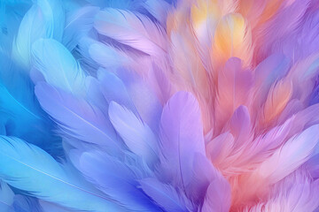 Fototapeta na wymiar Detail of blue and purple feathers.