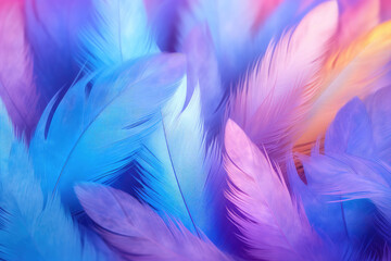 Fototapeta na wymiar Detail of blue and purple feathers.