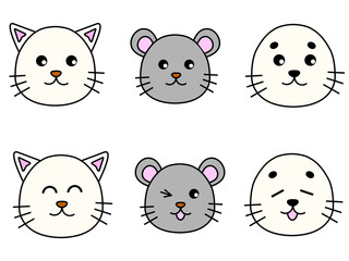 ネコとネズミとアザラシのアイコン