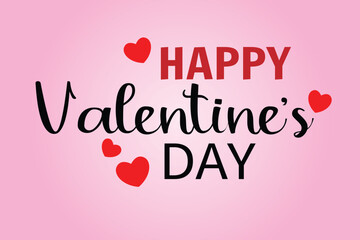 Happy Valentines Day typography poster with handwritten calligraphy text, isolated on white background.