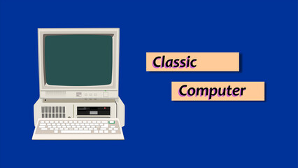 GRAPHIC ILLUSTRATION, WHITE CLASSIC COMPUTER