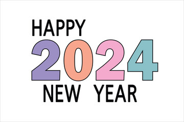 Fototapeta premium 2024 Happy New Year with colorful background. Greeting Card, Banner, Poster. Vector Illustration.
