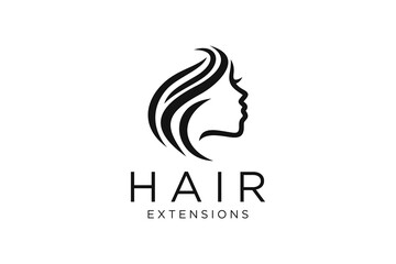 Obraz na płótnie Canvas Abstract Black Hair Wave Logo isolated on White Background. Flat Vector Logo Design Template.