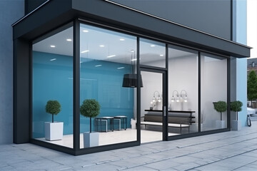 Modern shop storefront photo-realistic, generative ai