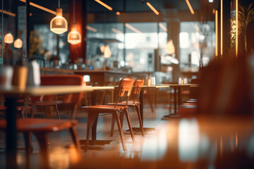Fototapeta na wymiar Restaurant blurry background object highlight, generative ai