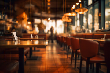 Fototapeta na wymiar Restaurant blurry background object highlight, generative ai