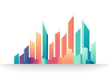 Obraz premium professional economy illustration of Vertical Bar Chart indicate the rising trend of stocks in white background, minimalist style