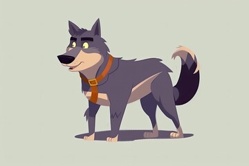 two cartoon wolves, one with a red collar and the other with a brown collar, standing side by side Generative AI