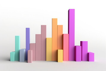 professional economy illustration of Vertical Bar Chart indicate the rising trend of stocks in white background, minimalist style
