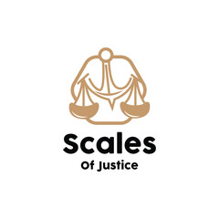 Scales of Law Logo, Scales of Justice Vector, Simple Line Design, Icon Symbol Illustration