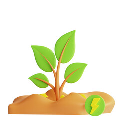 3d Icon Green Energy Isolated on the White Background
