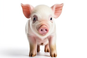 cute piglet standing on a blank white background Generative AI