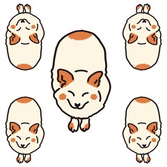 A drawing of a dog with an orange-brown pattern used as a fabric pattern pattern.