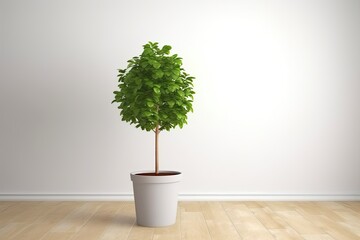 green potted plant adding life to a plain white room Generative AI