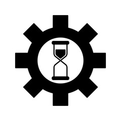 illustration of time management, cogwheel with sandglass icon vector