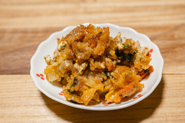 野菜のかき揚げ卵とじ