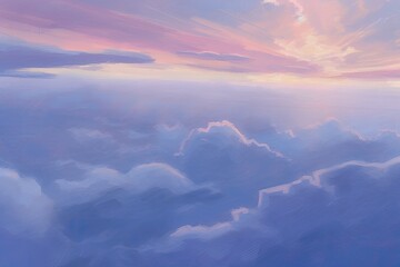 Naklejka premium scenic sky with fluffy clouds in the background Generative AI