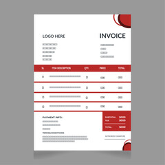 Red simple invoice design.