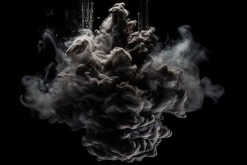 smoke in black and white on a dark background Generative AI