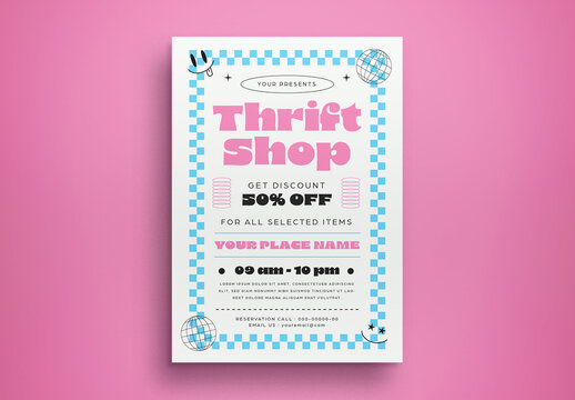 White Edgy Thrift Shop Flyer Layout