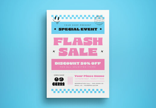 White Edgy Flash Sale Flyer Layout