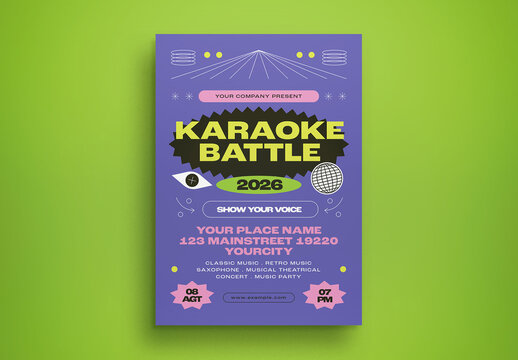 Purple Karaoke Battle Flyer Layout