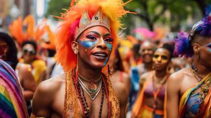 LGBTQ+ Pride Parade participants. Generative AI