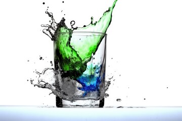 glass of green liquid splashing out Generative AI
