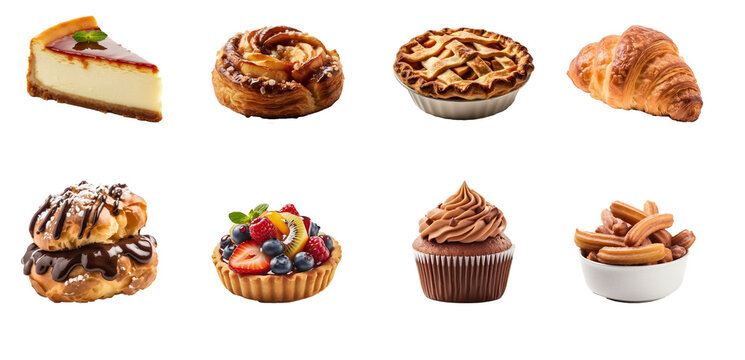 Assortment variety of pastries own transparent background