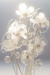 The crystal clear white flowers on a light blue background.