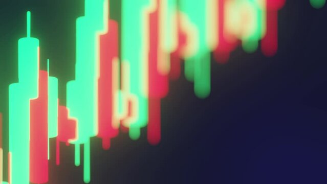 3D render of moving cryptocurrency trading market graph