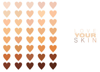 An abstract vector illustration of skin colors on tiny hearts - 599756799