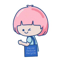 girl holding reuse recycle eco bag