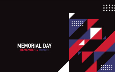 Memorial day background with geometric elements and space for text. Vector illustration