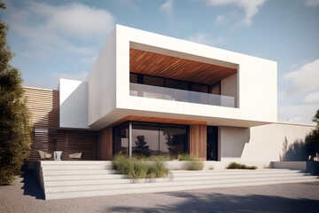 house with a garage and a garage natural lighting. generative AI