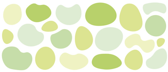 シェイプ　抽象的な形　丸　変形　セット　黄緑　緑　シンプル