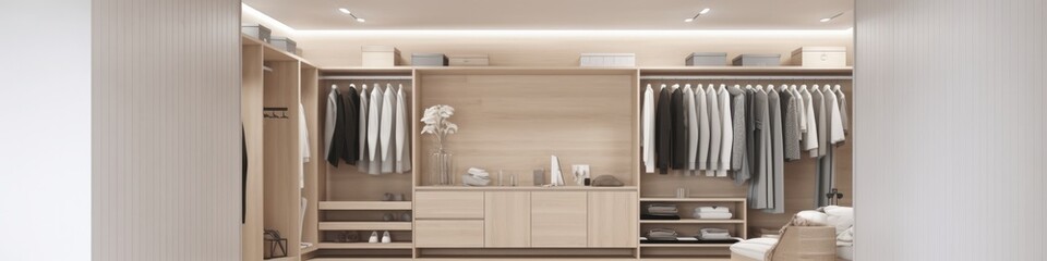 elevation of walk-in closet organize area home interior design, image ai generate
