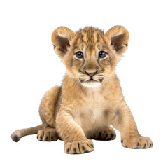 Fototapeta na wymiar lion cub panthera leo 8 months old isolated on transparent background cutout