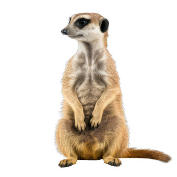 meerkat on guard isolated on transparent background cutout