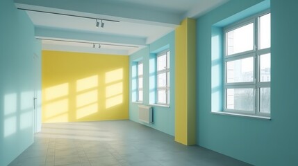 Obraz premium room interior mockup empty room with accent color wall daylight interior ideas concept,image ai generate