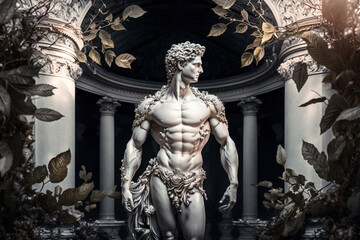 Apollo. Historical Old and Ancient Mythology - Olympic Gods. Greek rulers and lords , heavenly powers, kings. ancient third generation gods, supreme deities who dwelt on mount olympus. Generative AI - obrazy, fototapety, plakaty