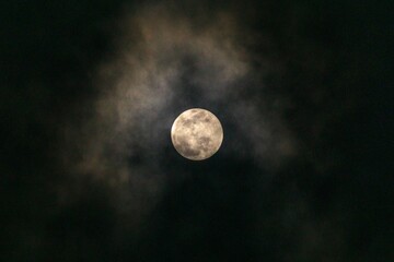 Naklejka na ściany i meble night galaxy view with moon during penumbral full moon