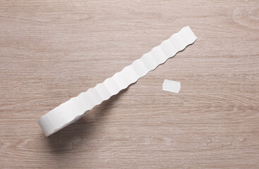Roll of price stickers on the table