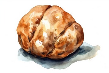 watercolor painting of a nut on a white background Generative AI