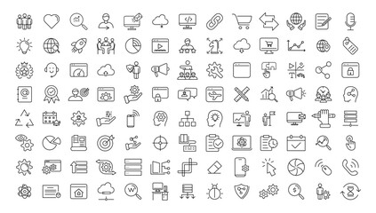 Naklejka na ściany i meble Outline web icons set - Search Engine Optimization. Thin line web icon collection. Simple vector illustration.