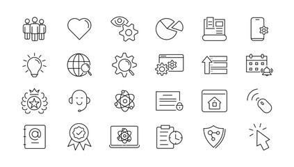 Outline web icons set - Search Engine Optimization. Thin line web icon collection. Simple vector illustration.