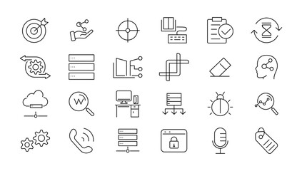Outline web icons set - Search Engine Optimization. Thin line web icon collection. Simple vector illustration.