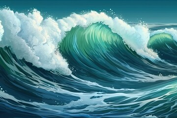 massive ocean wave crashing Generative AI
