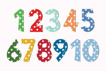 Set of colorful numbers. Vector illustration. Template elements for greeting card, web design. Mathematics educational children game